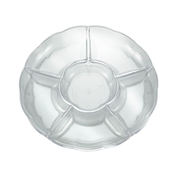Smarty Had A Party Clear Big 6-Partition Round Disposable Plastic Trays (24 Trays), 24PK - 2669-CASE