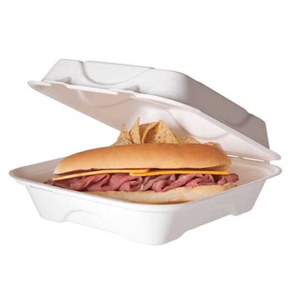 Eco-Products Eco Products ECOEPHC81 Food Container with Hinged Lid - 8 x 8 x 3 in. - 200 Per Case - EP-HC81