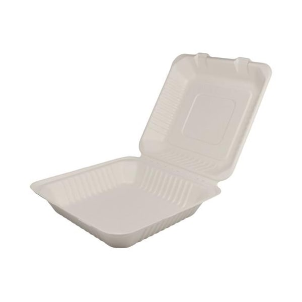 Karat Earth 9 in x 9 in Bagasse Clamshells, PK200 - KE-BHC99-1C