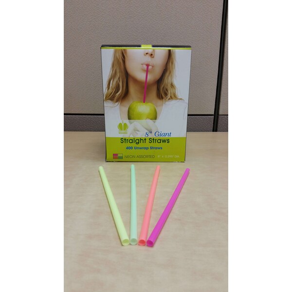 Goldmax Unwrapped Giant Straw 8" Neon, PK2400 - 39191