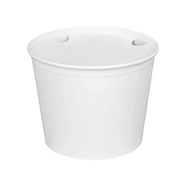 Karat Food Bucket with Lid, 85 oz, 7.36 in. Dai x 6 in.h, White, Paper, 180PK - C-FB85W_BUNDLE