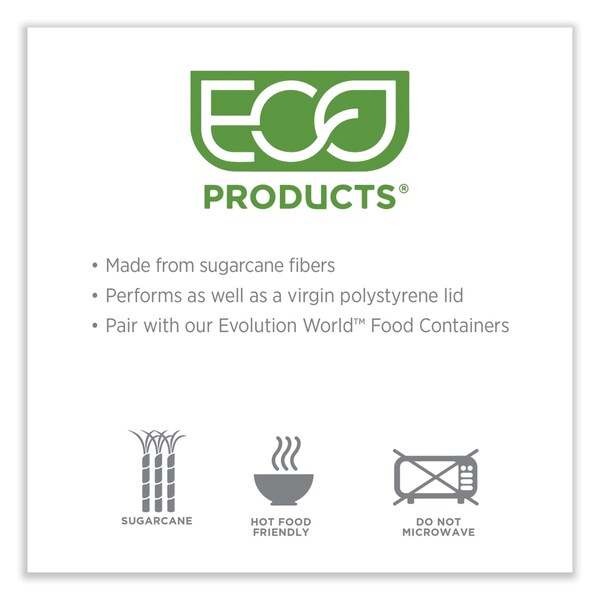 Eco-Products Evolution World EcoLid Food Container Lid, Fits 12 to 32 oz Containers, White, Plastic, 500PK - EP-BRSCLID-L