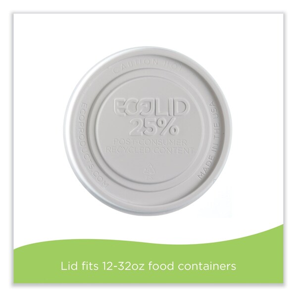 Eco-Products Evolution World EcoLid Food Container Lid, Fits 12 to 32 oz Containers, White, Plastic, 500PK - EP-BRSCLID-L
