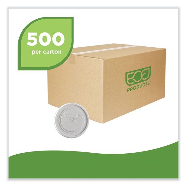 Eco-Products Evolution World EcoLid Food Container Lid, Fits 12 to 32 oz Containers, White, Plastic, 500PK - EP-BRSCLID-L