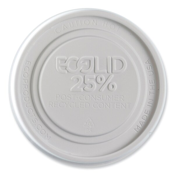 Eco-Products Evolution World EcoLid Food Container Lid, Fits 12 to 32 oz Containers, White, Plastic, 500PK - EP-BRSCLID-L