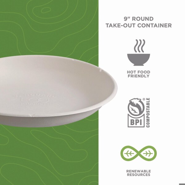 Eco-Products Vanguard Worldview Renewable and Compostable Sugarcane Take-Out Containers, 34.1 oz, White, 400PK - EP-SCR9NFA