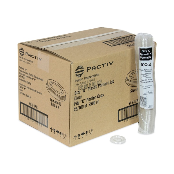 Pactiv Evergreen Portion Cup Lids, Fits 0.5 oz to 1 oz Cups, Clear, PK2500 - YLS1FR