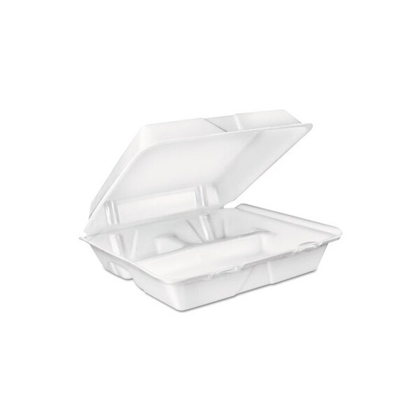 Dart , Large Foam Carryout, Food Container, 3-Compartment, White, 9-2/5x9x3 - 90HT3R