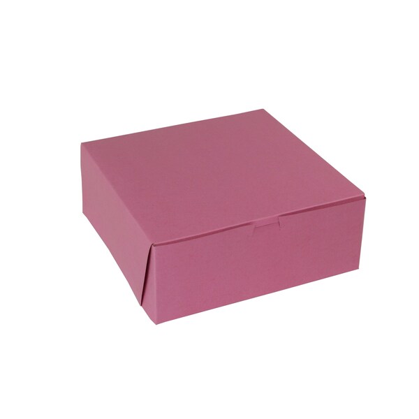 Boxit Boxit 10"x10"x4" Strawberry Pink 1 Piece Bakery Cornerlock Box, PK100 - 10104B-195