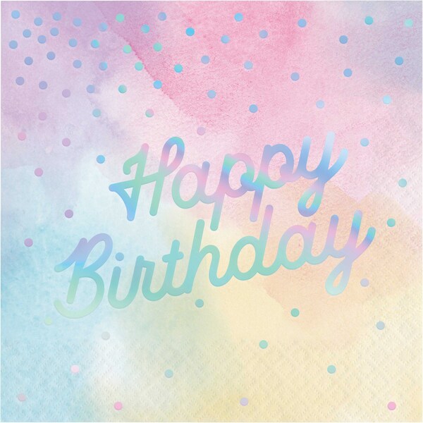 Creative Converting Iridescent Party Happy Birthday Napkins, 6.5", 192PK - 336699