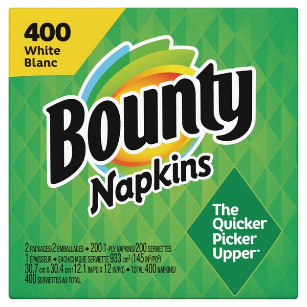 Bounty Quilted Napkins, 2-Ply, 12.1 x 12, White, 400/Pack, 4 Packs/Carton, 4PK - 80335351