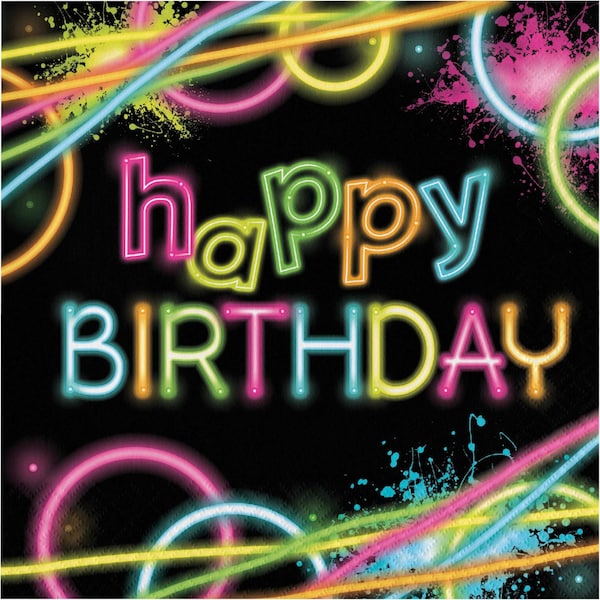 Creative Converting Glow Party Birthday Napkins, 6.5", 192PK - 318130