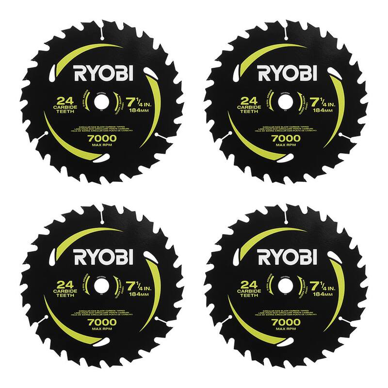 RYOBI Hoja de sierra circular de carburo de 7-1/4 pulg. x 24 dientes de kerf delgado (4 piezas) - A067401