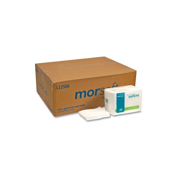 Morcon MORSOFT 1/4 FOLD LUNCH NAPKINS, 1 PLY, 11.5in X 11.5in, WHITE, 6000PK - 1250