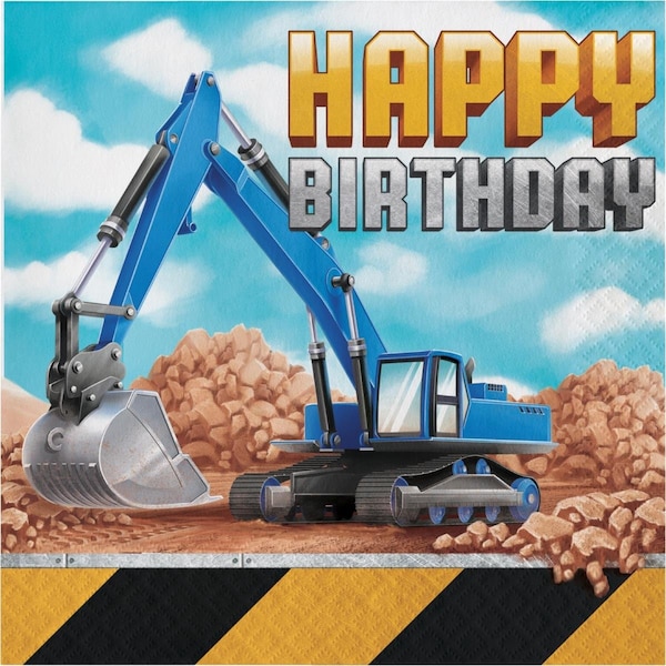 Omg Big Dig Construction Happy Birthday Napkins, 16PK - OM1571007