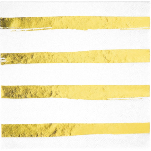 Touch Of Color White and Gold Foil Striped Napkins, 6.5", 192PK - 329957