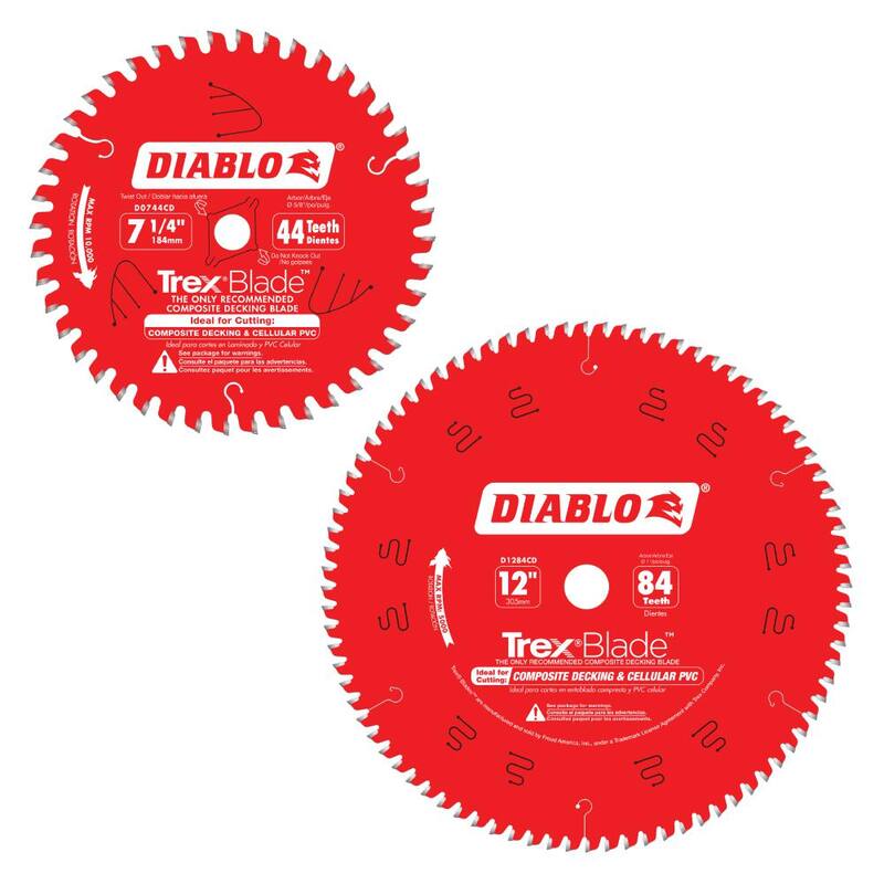 DIABLO 7-1/4 in. x 44 dientes y 12 in. x 84 dientes hojas circulares para sierra de material compuesto/TREX de plástico (2 hojas) - D07441284CD2GS