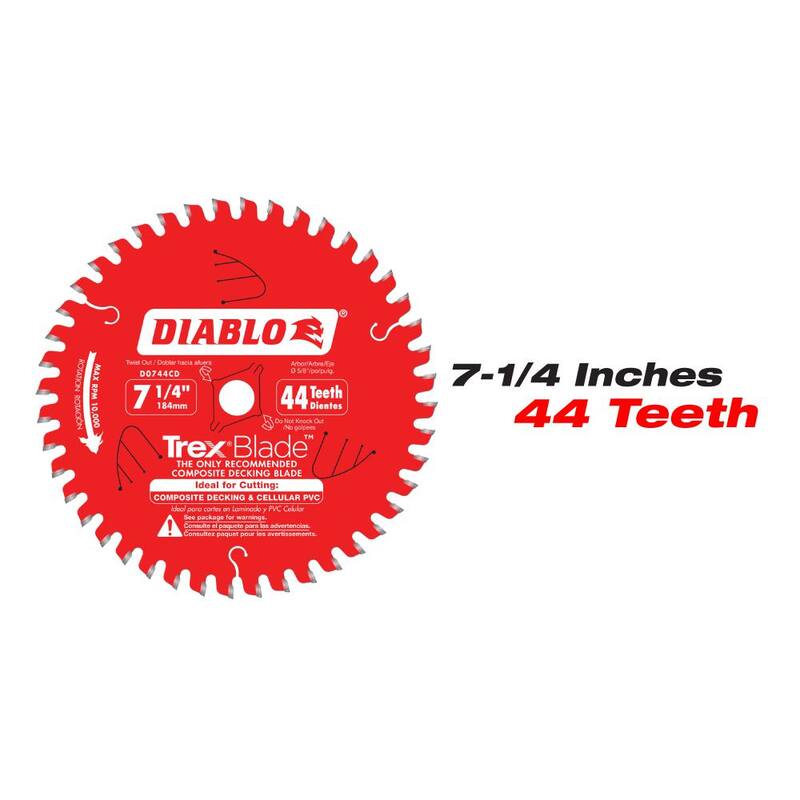 DIABLO 7-1/4 in. x 44 dientes y 12 in. x 84 dientes hojas circulares para sierra de material compuesto/TREX de plástico (2 hojas) - D07441284CD2GS