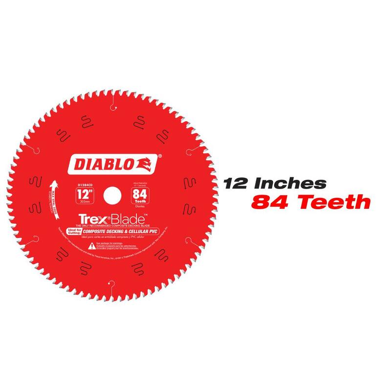DIABLO 7-1/4 in. x 44 dientes y 12 in. x 84 dientes hojas circulares para sierra de material compuesto/TREX de plástico (2 hojas) - D07441284CD2GS