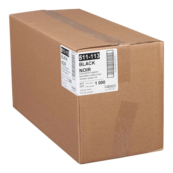 Lapaco Lapaco 2 Ply Black Dinner Napkin, PK1000 - 511-113