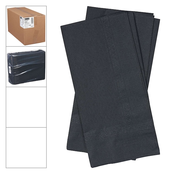Lapaco Lapaco 2 Ply Black Dinner Napkin, PK1000 - 511-113