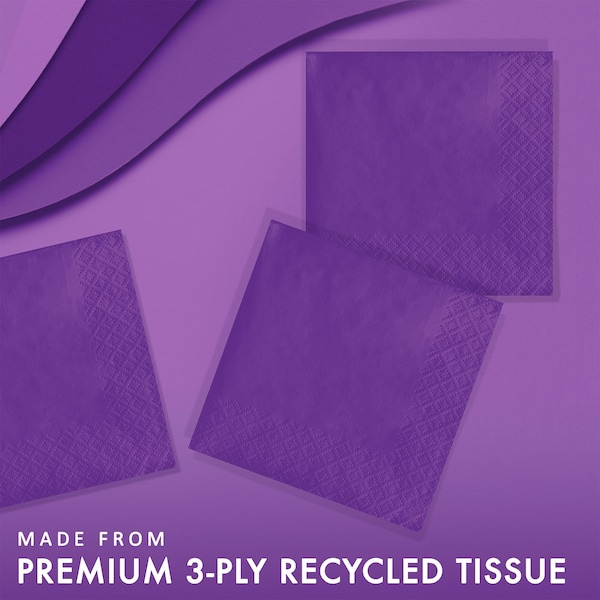 Touch Of Color Amethyst Purple Beverage Napkins, 5"x5", 500PK - 318923