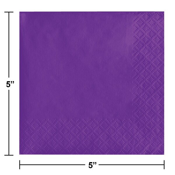 Touch Of Color Amethyst Purple Beverage Napkins, 5"x5", 500PK - 318923