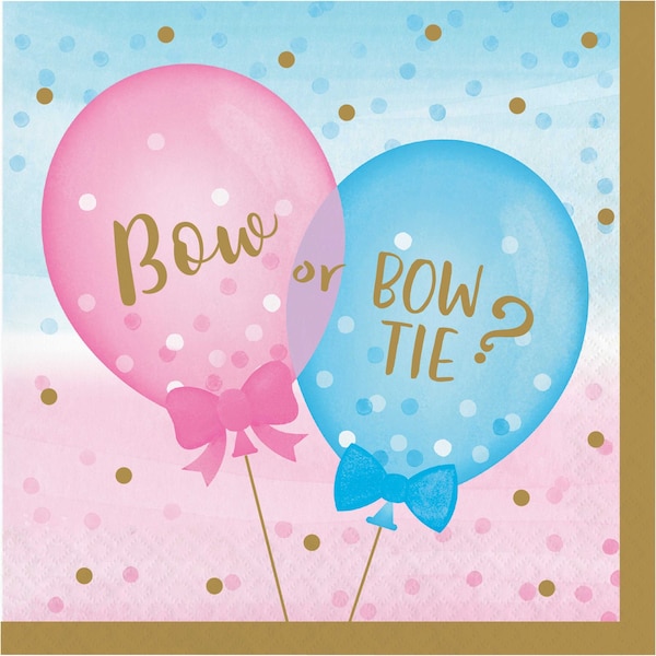 Creative Converting Gender Reveal Balloons Napkins, 6.5", 192PK - 336066