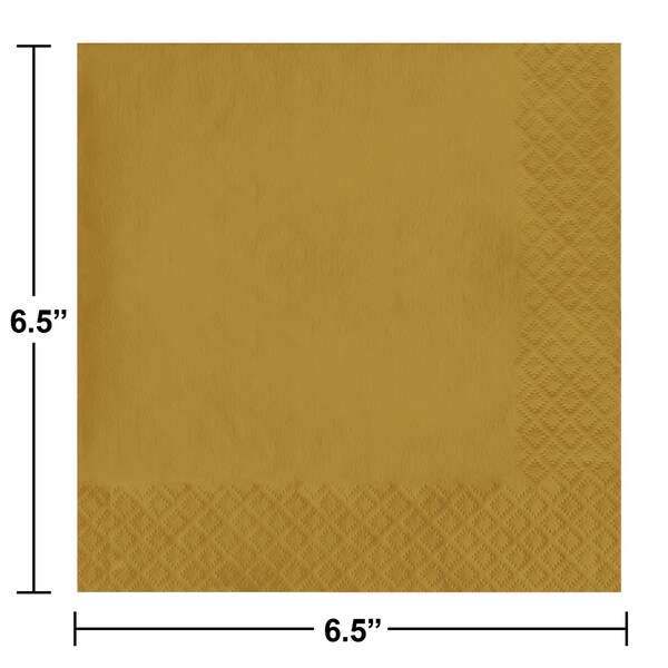 Touch Of Color 6.5" x 6.5" Glittering Gold Napkins 600 PK - 663276B