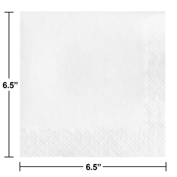 Touch Of Color 6.5" x 6.5" White Napkins 600 PK - 139140135
