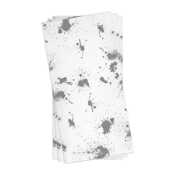 Smarty Had A Party White with Silver Paint Splatter Paper Dinner Napkins 600 Napkins, 600PK - 2192-CASE