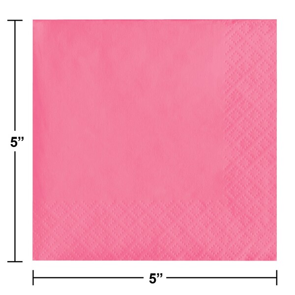 Touch Of Color Candy Pink Beverage Napkins, 5"x5", 600PK - 803042B