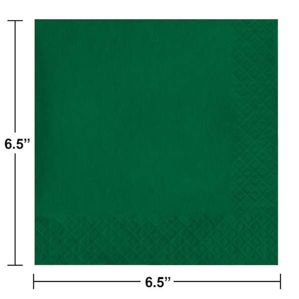 Touch Of Color 6.5" x 6.5" Hunter Green Napkins 600 PK - 663124B