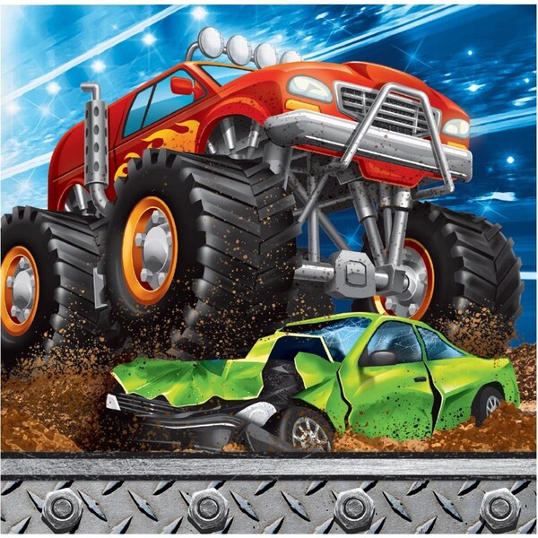 Omg Monster Truck Beverage Napkins, 16PK - OM1574183