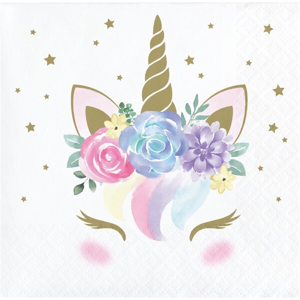Omg 5 in. Unicorn Baby Shower Beverage Napkins, 12PK - OM1570854