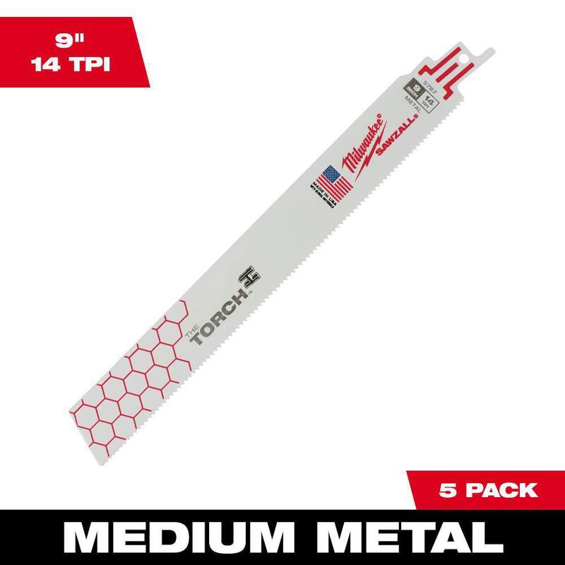 Milwaukee 9 pulgadas 14 TPI TORCH Hoja de sierra alternativa para metal grueso para SAWZALL (Paquete de 5) - 48-00-5787