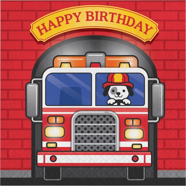 Creative Converting Fire Truck Birthday Napkins, 6.5", 192PK - 331501