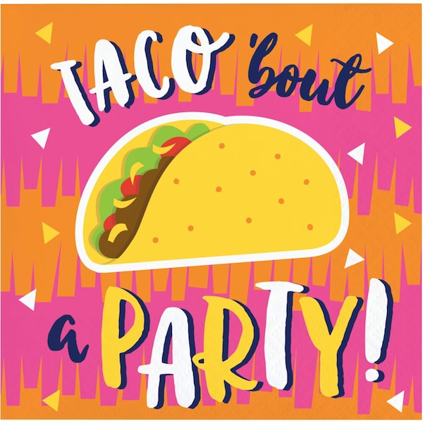 Creative Converting Fiesta Fun Taco Beverage Napkins, 5"x5", 192PK - 339787