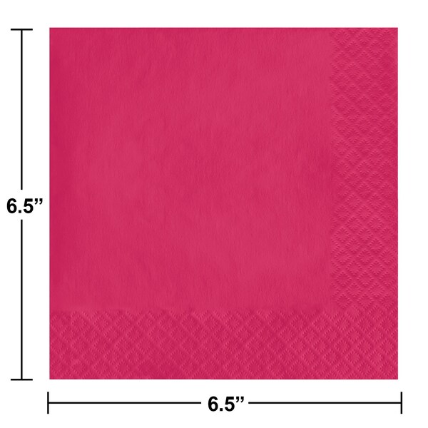 Touch Of Color 6.5" x 6.5" Hot Magenta Pink Napkins 600 PK - 139197135