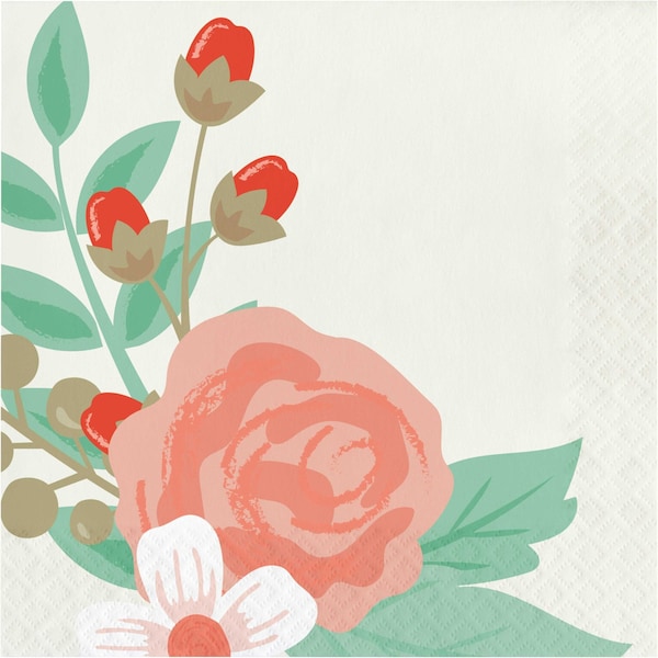 Elise Modern Floral Napkins, 6.5", 192PK - 332669