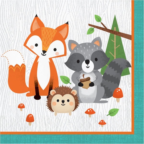 Omg 6.5 in. Wild One Woodland Animals Napkins, 12PK - OM3520721