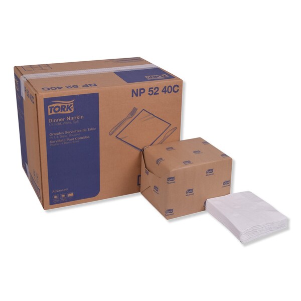 Tork Tork White Soft Dinner Napkin, 1/4 Fold 2-ply, 16.3" x 15", 8 x 375 napkins, NP5240C - NP5240C