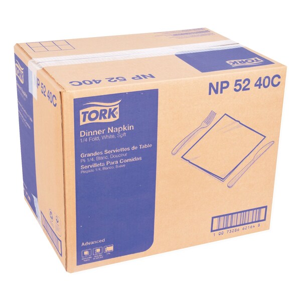 Tork Tork White Soft Dinner Napkin, 1/4 Fold 2-ply, 16.3" x 15", 8 x 375 napkins, NP5240C - NP5240C