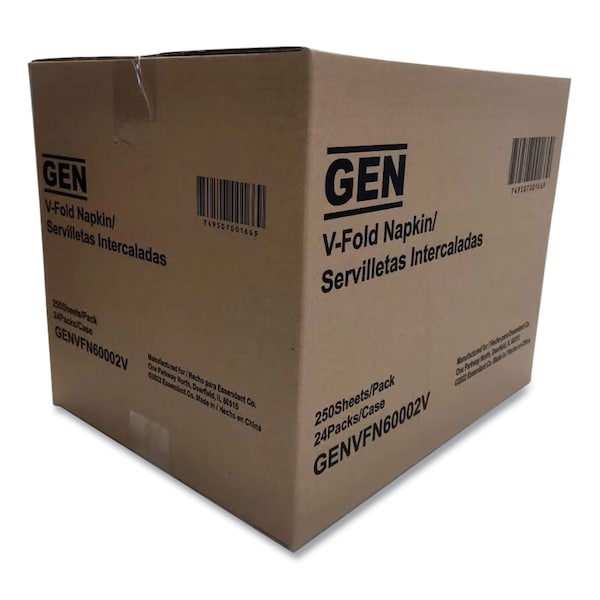 Gen Premium V-Fold Pop-Up Dispenser Napkin, 6.5 x 8.3, White, PK6000 - GENVFN60002V