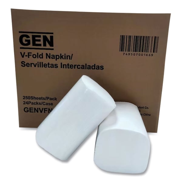 Gen Premium V-Fold Pop-Up Dispenser Napkin, 6.5 x 8.3, White, PK6000 - GENVFN60002V