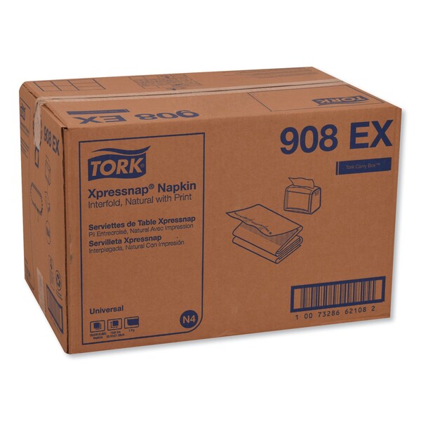 Tork Tork Xpressnap Natural Environmental Print Napkin N4, Recycled 1-ply, 8.5 x 13", 12 x 500 napkins - 908EX