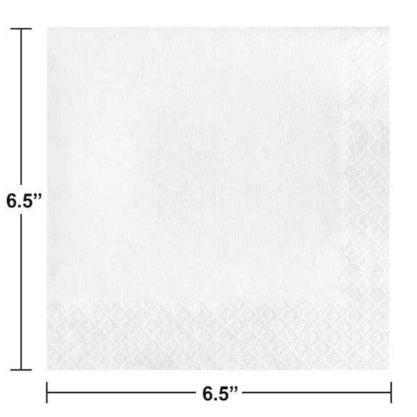 Touch Of Color White Napkins 3 ply, 6.5", 500PK - 58000B