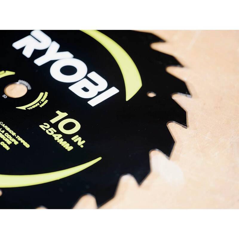 Hoja de sierra ingleteadora RYOBI de 10 pulgadas con 24 dientes de carburo y ancho de corte delgado - A181001