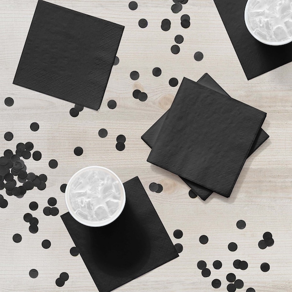 Touch Of Color Black Beverage Napkins, 5"x5", 1200PK - 259134