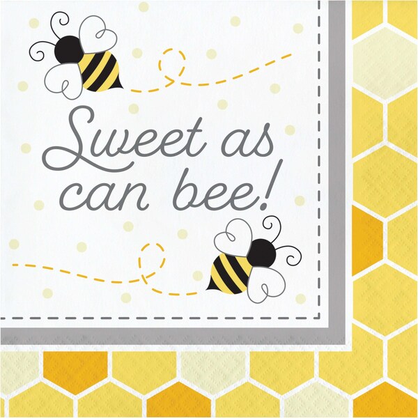 Creative Converting Bumblebee Baby Shower Sweet As Can Be Napkins, 6.5", 192PK - 339889